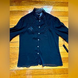 BCBG Maxazria black sheer blouse